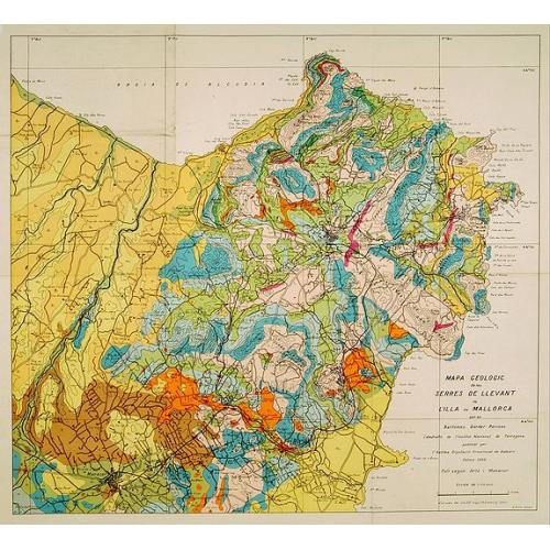 Old map image download for Mapa geologic de les serres de Llevant de l'illa de Mallorca.