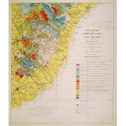 Mapa geologic de les serres de Llevant de l'illa de Mallorca.