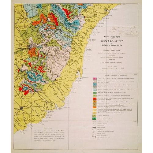 Old map image download for Mapa geologic de les serres de Llevant de l'illa de Mallorca.