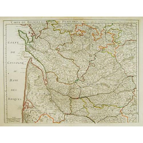 Old map image download for Carte du Bourdelois du Perigord et des provinces voisines..