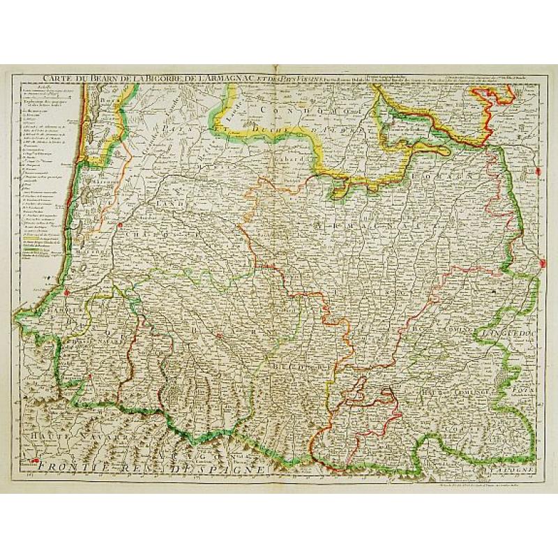 Carte du Bearn de la Bigorre de l'Armagnac..