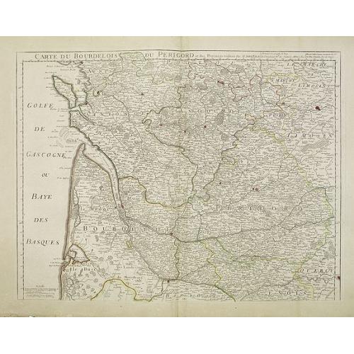 Old map image download for Carte du Bourdelois du Perigord et des provinces voisines..