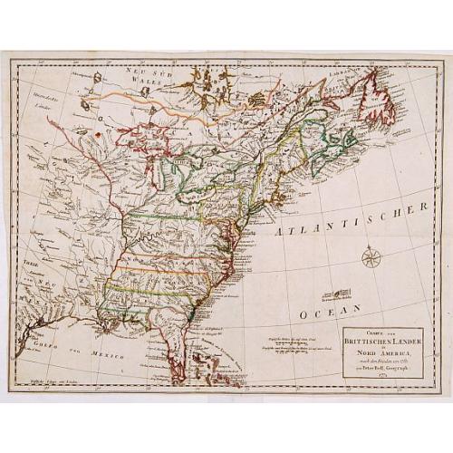 Old map image download for Charte der Brittischen Laender in Nord America nach den Frieden von 1763..
