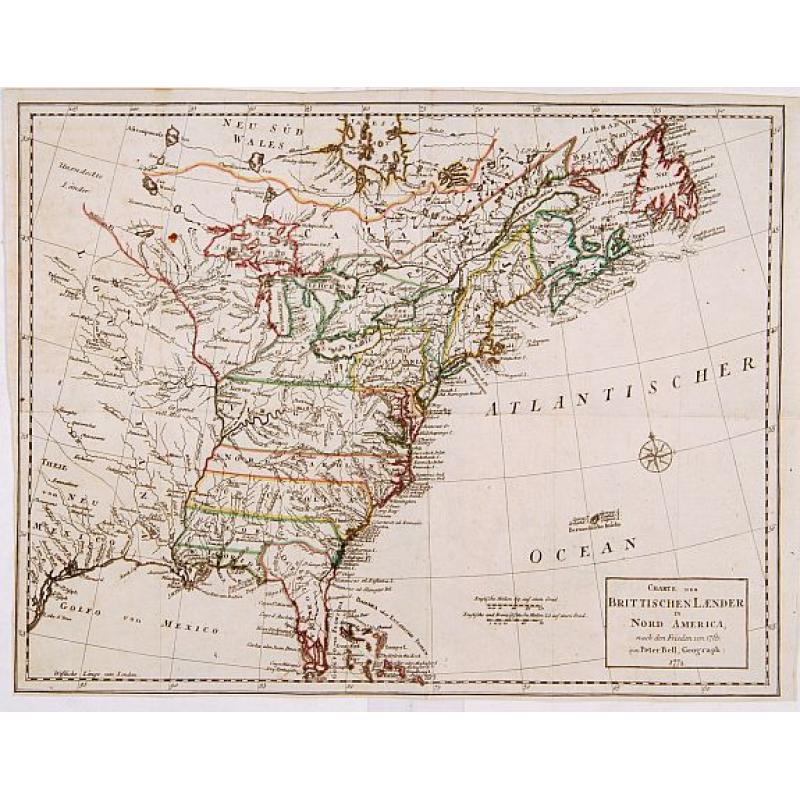 Charte der Brittischen Laender in Nord America nach den Frieden von 1763..