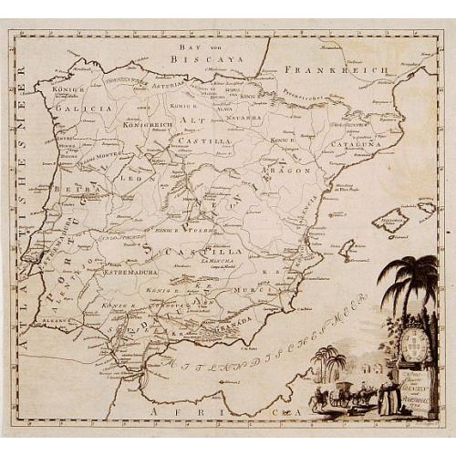 Old map image download for Neu Charte von Spanien und Portugal 1776.