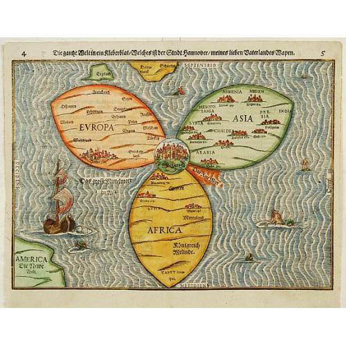 Old map image download for Die gantze Welt in ein Kleberblatt..