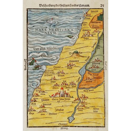 Old map image download for Beschreibung des Heiligen Landes Canaan.