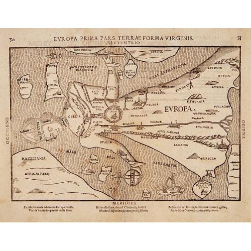 Old map image download for Europa Prima Pars Terrae Forma Virginis.