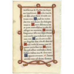 Leaf on vellum from a manuscript Book of Hours.