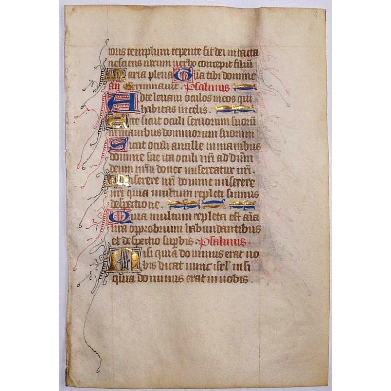 Leaf on vellum from a manuscript Book of Hours.