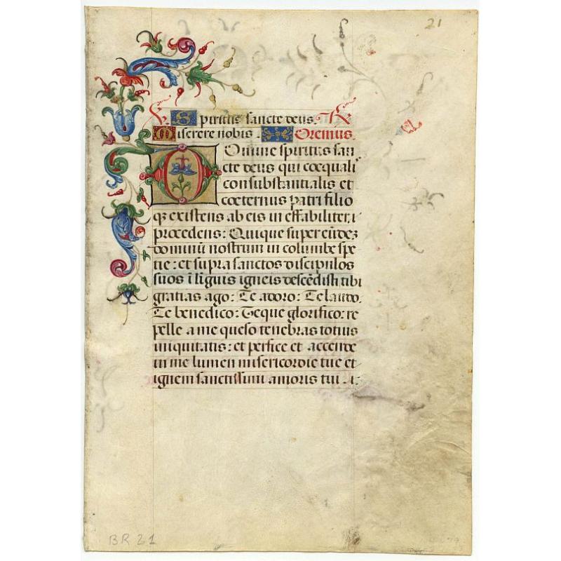 Leaf on vellum from an Italian manuscript Book of Hours.
