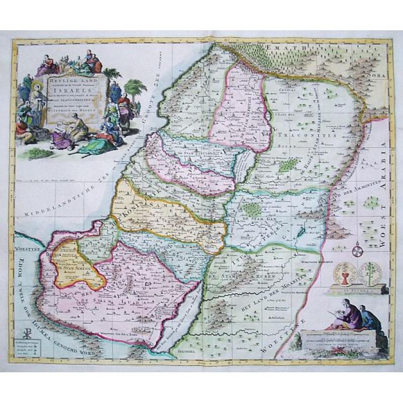 Heylige Land verdeeld in de Twaals Stammen Israels.