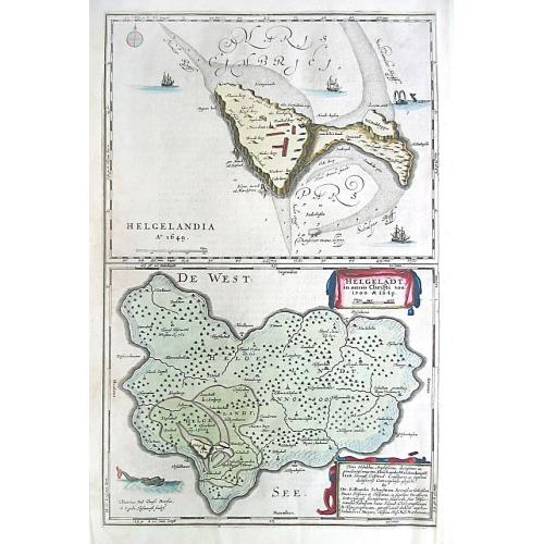 Old map image download for Helgolandia A o. 1649. / Helgoladt in annis Christi 800, 1300 & 1649. Johannnes Mejerus Husum.