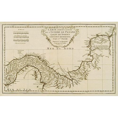 Old map image download for Carte particuliere de L'Isthme de Panama, Golfe de Darien, Côte de Carthagene..