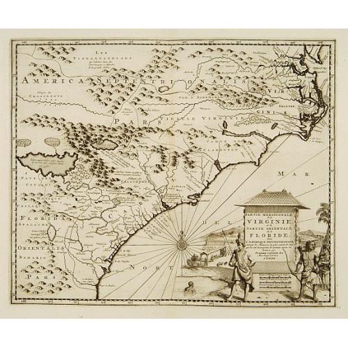 Old map image download for Partie Meridionale de la Virginie et la .. Floride dans L'Amerique septentrionale ..