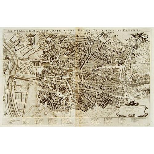 Old map image download for La villa de Madrid corte delos reyes catolicos de Espagne.