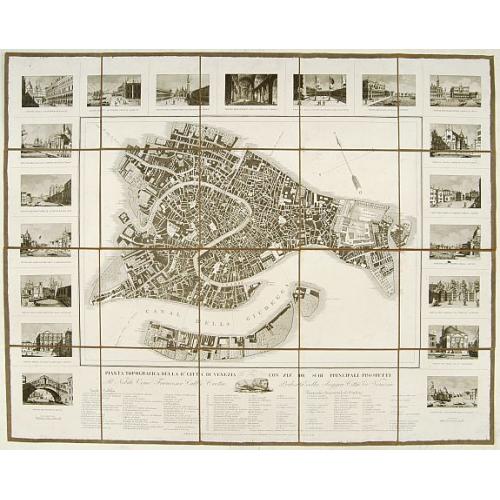 Old map image download for Planta topografica della R.Citta di Venezia con XIX de suoi principali prospetti.