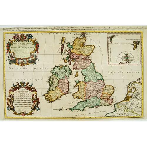Old map image download for Les Isles Britanniques qui contiennents les- Royaumes, d' Angleterre, Escosse, et Irlande.