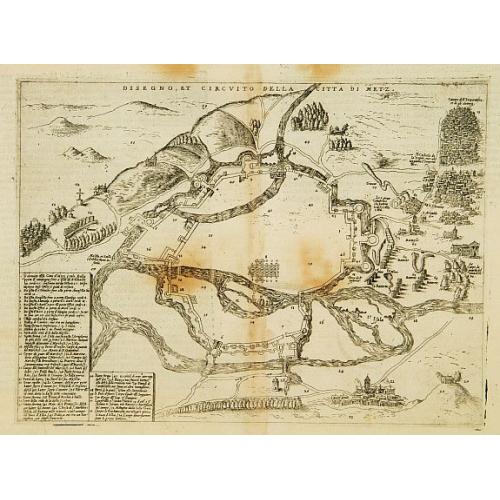 Old map image download for Desegno et circutio della citta di Metz.