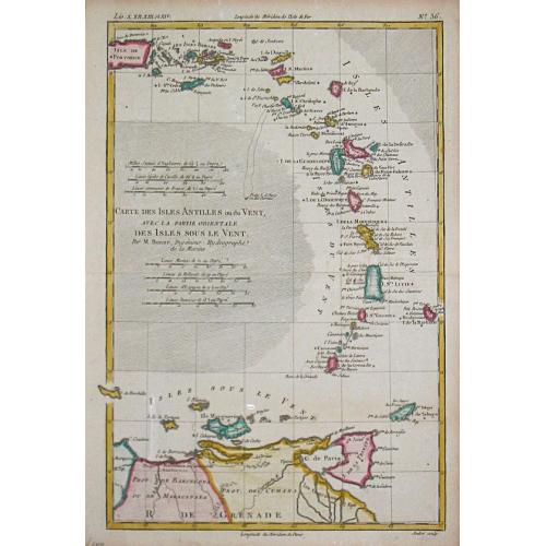 Old map image download for Carte des Isles Antilles ou du Vent avec la Partie orientale des Isles sous le Vent.
