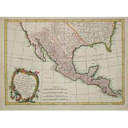 Carte du Mexique ou de la N.lle Espagne Contenant aussi le Nouveax Mexique, la Californie, avec une partie des Pays adjacents.
