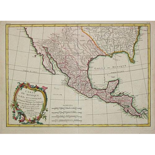 Old map image download for Carte du Mexique ou de la N.lle Espagne Contenant aussi le Nouveax Mexique, la Californie, avec une partie des Pays adjacents.