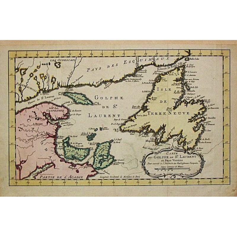 Carte du Golphe de St. Laurent et Pays Voisins.