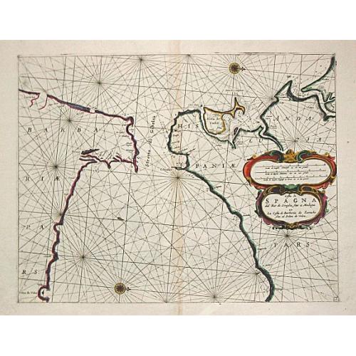 Old map image download for Costa di Spagna del Riode Siviglia fino a Malaga et La Costa di Barbaria de Larache fino al Penon de Velez.