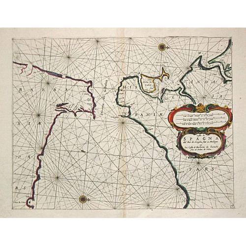 Old map image download for Costa di Spagna del Riode Siviglia fino a Malaga et La Costa di Barbaria de Larache fino al Penon de Velez.