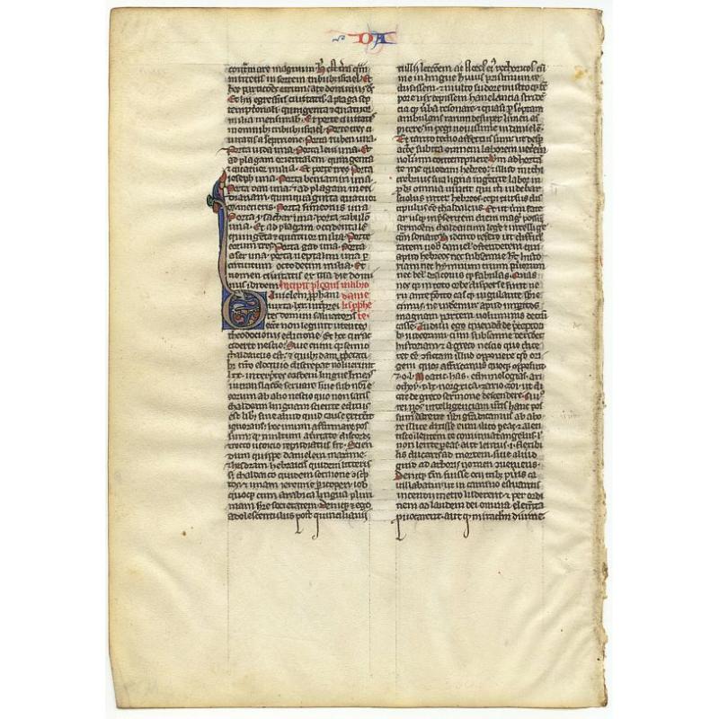 Leaf on vellum from a manuscript Bible.