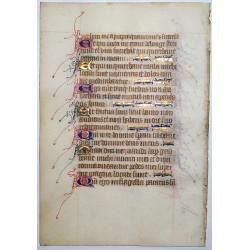 Leaf on vellum from a manuscript Book of Hours.