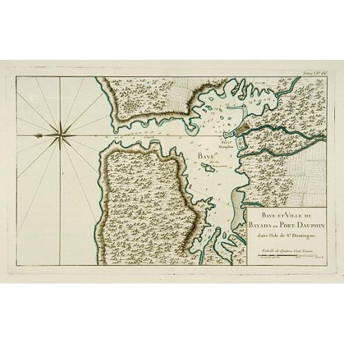 Old map image download for Baye et Ville de Bayaha ou Port Dauphin dans l'Isle de Saint-Domingue.