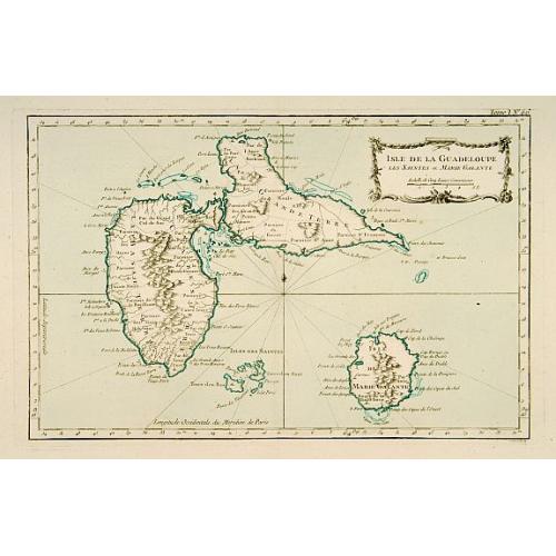 Old map image download for Isle de Guadeloupe les Saintes et Marie Galante.