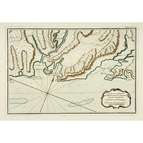 Old map image download for Carte des Bayes Du Mesle des Flamands et de Cavaillon dans l'Isle de St Domingue.