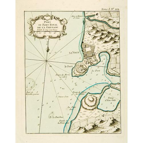 Old map image download for Port et Fort Royal de la Grenade.
