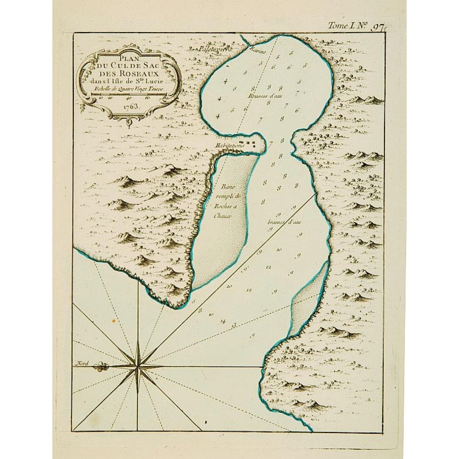 Plan du Cul de Sac des Roseaux dans l'Isle de Ste. Lucie.