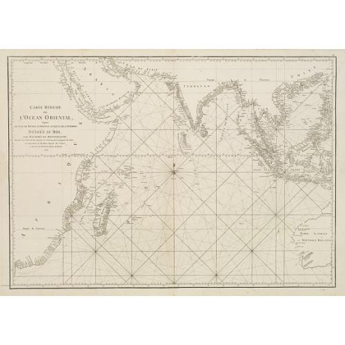 Old map image download for Carte réduite de l'Océan Oriental, depuis Le Cap de Bonne Espérance jusqu'à l'Isle Formose.