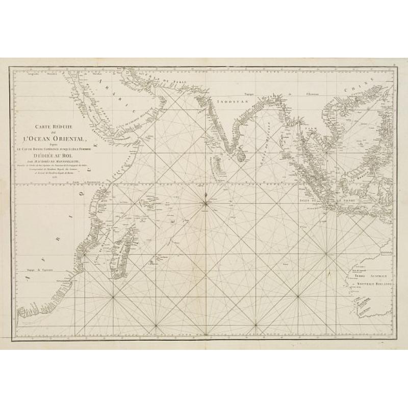 Carte réduite de l'Océan Oriental, depuis Le Cap de Bonne Espérance jusqu'à l'Isle Formose.