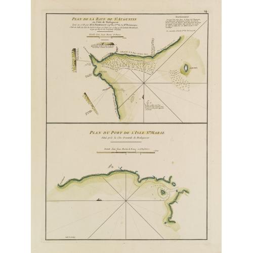Old map image download for Plan de la Baye de St Augustin en l'Isle de Madagascar.. / Plan du Port de l'Isle Ste. Marie situé près la Côte Orientale de Madagascar.