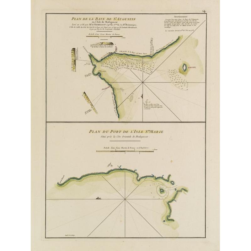 Plan de la Baye de St Augustin en l'Isle de Madagascar.. / Plan du Port de l'Isle Ste. Marie situé près la Côte Orientale de Madagascar.