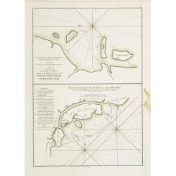 Plan des Isles Querimbo, Oybo, et Matemo / Plan de l'Ile de Patte et de son Port.