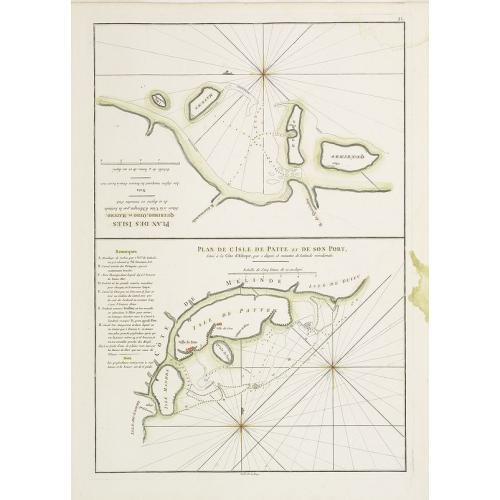 Old map image download for Plan des Isles Querimbo, Oybo, et Matemo / Plan de l'Ile de Patte et de son Port.