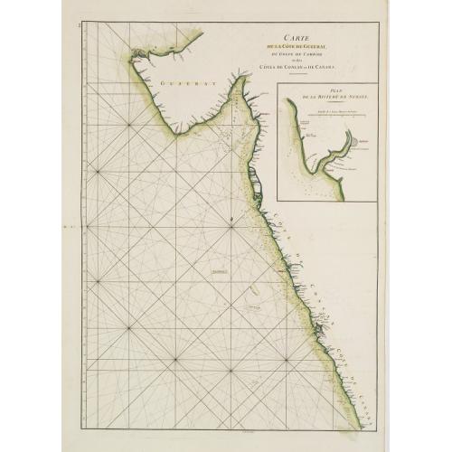 Old map image download for Carte de la Côte de Guzerat, Du Golf de Cambaye et des Côtes de Concan et De Canara.