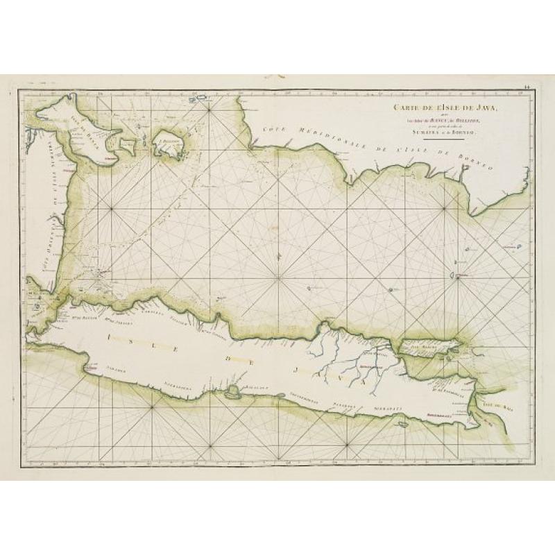 Carte de l\'Isle de Java avec les Isles de Banca, de Biliton, et une partie de cellesd de Sumatra et de Bornéo.