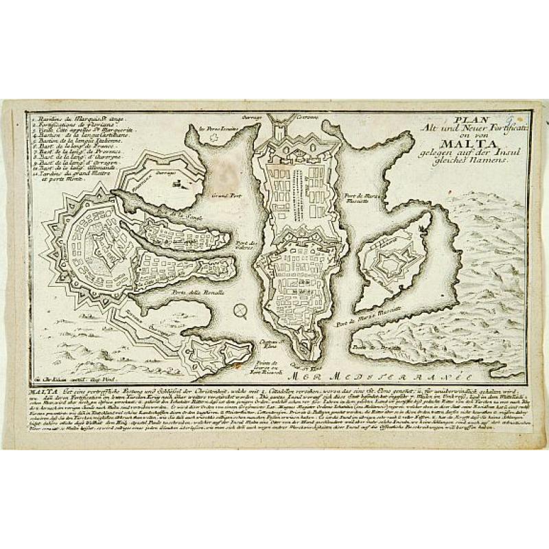 Plan Alt und Neuer Fortificatizon von Malta gelegen auf der Insul gleiches Namens. [Valletta]