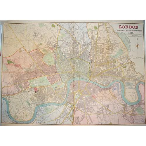 Old map image download for London Guide to the International Exhibition 1862