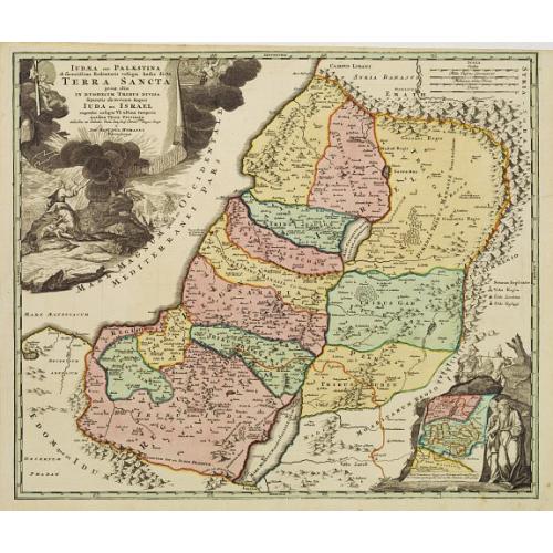 Old map image download for Iudæa seu Palæstina ob sacratißima Redemtoris vestigia hodie dicta Terra Sancta prout olim In Duodecim Tribus Divisa separatis ab invicem Regnis Iuda Et ...