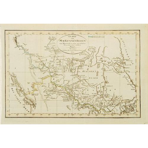Old map image download for Charte von Mackenzie's Reisen von Montreal zu dem nördlichen Eis..