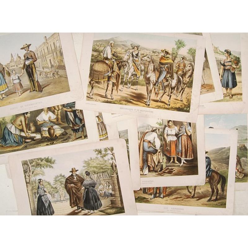 A group of 11 costume plates of Mexicans.