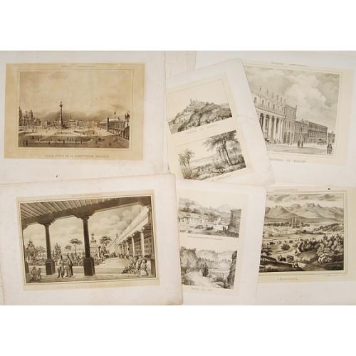 Old map image download for A group of 8 lithographes with scenes in Mexico.